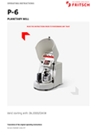 Operating manual Planetary Mono Mill PULVERISETTE 6 classic line