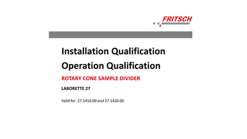 IQ/OQ documentation (questionnaire format - implementation by customer)